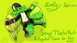 Size: 1280x720 | Tagged: artist needed, safe, derpibooru import, oc, pegasus, pony, bright, clothes, colors, curly, curly hair, fashion, female, g2, green, happy, hat, image, jewelry, jpeg, lime, mare, shoes, smiling
