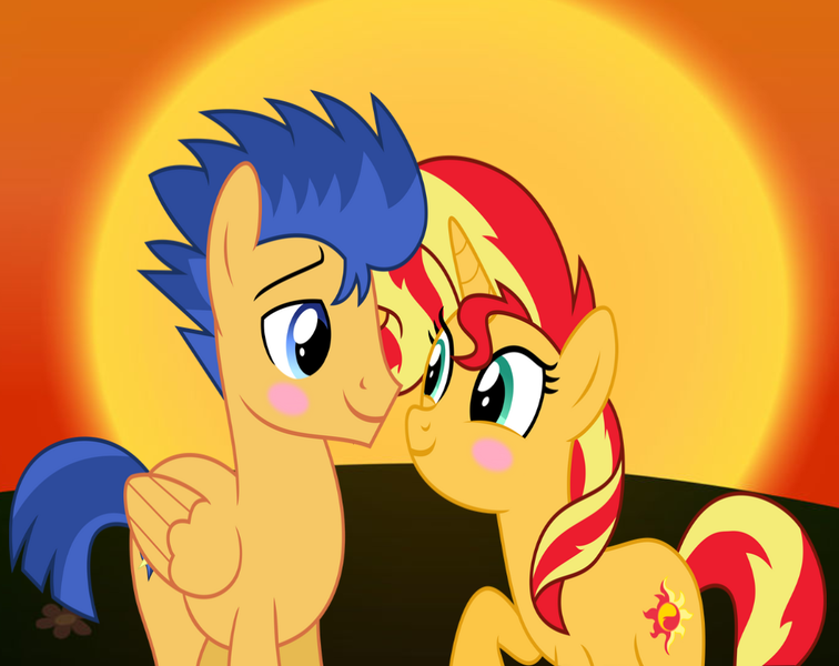 Size: 1012x803 | Tagged: safe, artist:shiningblueshield, derpibooru import, flash sentry, sunset shimmer, female, flashimmer, image, male, png, shipping, straight