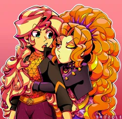 Size: 1738x1693 | Tagged: safe, artist:drizzledazzle, derpibooru import, adagio dazzle, sunset shimmer, equestria girls, duo, female, image, jpeg, lesbian, shipping, sunsagio