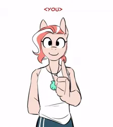 Size: 502x560 | Tagged: safe, artist:redxbacon, derpibooru import, oc, oc:coral, anthro, earth pony, animated, dialogue, image, jewelry, jpeg, necklace, sign language, simple background, solo, text, white background