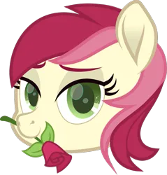 Size: 939x983 | Tagged: safe, artist:lincolnbrewsterfan, derpibooru import, roseluck, earth pony, pony, derpibooru, derpibooru community collaboration, .svg available, a rose for you, bedroom eyes, bust, colored eyebrows, colored pupils, derpibooru badge, derpibooru exclusive, female, flower, green eyes, image, inkscape, lidded eyes, mare, meta, movie accurate, png, rose, simple background, solo, transparent background, vector