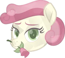 Size: 1149x1020 | Tagged: safe, alternate version, artist:lincolnbrewsterfan, derpibooru import, roseluck, crystal pony, earth pony, pony, derpibooru, derpibooru community collaboration, .svg available, a rose for you, alternate hairstyle, bedroom eyes, bust, colored eyebrows, colored pupils, crystalline, crystallized, curly mane, derpibooru badge, derpibooru exclusive, female, flower, green eyes, image, inkscape, lidded eyes, looking at you, mare, meta, movie accurate, png, rose, simple background, smiling, smiling at you, solo, transparent background, vector