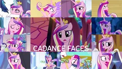 Size: 1280x722 | Tagged: safe, derpibooru import, editor:quoterific, princess cadance, rarity, shining armor, alicorn, unicorn, a canterlot wedding, equestria games (episode), games ponies play, once upon a zeppelin, princess spike (episode), slice of life (episode), the beginning of the end, the crystal empire, the crystalling, the times they are a changeling, three's a crowd, image, png
