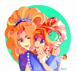 Size: 2048x1886 | Tagged: safe, artist:drizzledazzle, derpibooru import, adagio dazzle, sunset shimmer, equestria girls, duo, female, image, jpeg, lesbian, shipping, sunsagio, sunset sushi