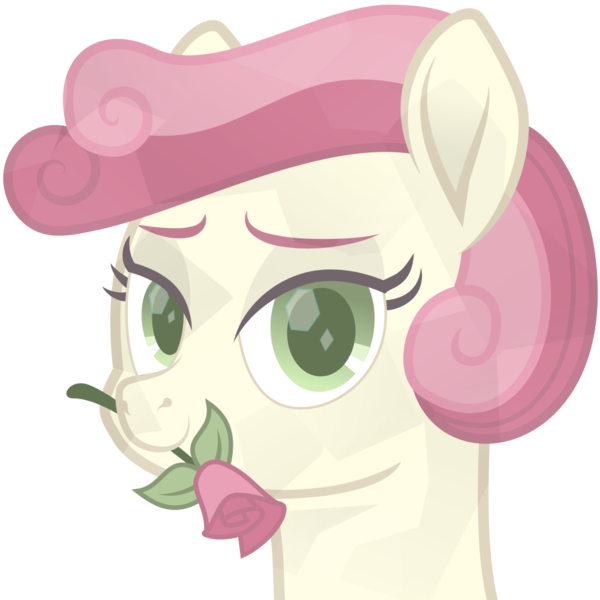 Size: 1000x1000 | Tagged: safe, alternate version, artist:lincolnbrewsterfan, derpibooru import, roseluck, crystal pony, earth pony, pony, derpibooru, derpibooru community collaboration, .svg available, a rose for you, alternate hairstyle, bedroom eyes, bust, colored eyebrows, colored pupils, crystalline, crystallized, curly mane, derpibooru badge, derpibooru exclusive, female, flower, green eyes, image, inkscape, lidded eyes, looking at you, mare, meta, movie accurate, png, rose, simple background, smiling, smiling at you, solo, transparent background, vector