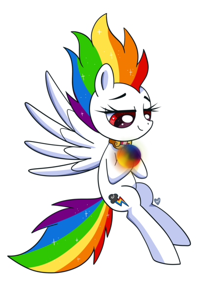 Size: 3305x4500 | Tagged: safe, artist:domesticmaid, derpibooru import, rainbow dash, pegasus, pony, commission, commissioner:lux-klonoa, element of loyalty, fanon, female, image, mare, png, simple background, solo, spread wings, super rainbow dash, transparent background, wings