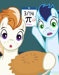 Size: 2200x2800 | Tagged: safe, artist:chainchomp2, derpibooru import, fire streak, soarin', pegasus, pony, :o, calendar, duo, duo male, food, high res, image, male, meme, open mouth, pi, pi day, pie, png, pointing, ponified meme, selfie, soft shading, soyjak, stallion, that pony sure does love pies, vector, wojak, wonderbolts