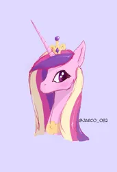 Size: 1403x2048 | Tagged: safe, artist:jarco_082, derpibooru import, princess cadance, alicorn, pony, bust, image, jpeg, pink background, portrait, simple background