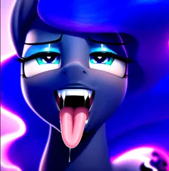 Size: 2900x2946 | Tagged: suggestive, derpibooru import, machine learning generated, purplesmart.ai, stable diffusion, princess luna, ahegao, bedroom eyes, cute, cute little fangs, drool, fangs, image, imminent blowjob, imminent oral, imminent sex, looking at you, open mouth, oral invitation, png, seductive look, tongue out