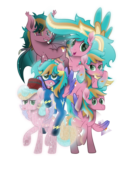 Size: 2268x3340 | Tagged: safe, artist:lincolnbrewsterfan, artist:melisareb, derpibooru import, oc, oc:jet raise, unofficial characters only, bat pony, crystal pony, genie, genie pony, pegasus, pony, .svg available, :d, >:d, absurd resolution, alternate mane six, bat wings, bedroom eyes, big mane, big tail, birthday, birthday gift, claws, closed mouth, clothes, cloud, colored wings, colored wingtips, crystalline, crystallized, crystallized pony, curly hair, curly mane, curly tail, cute, cute face, determination, determined, determined face, determined look, determined smile, fez, flask, glow, glowing eyes, glowing mane, glowing tail, goggles, goggles on head, gradient hooves, gradient mane, gradient tail, gradient wings, group, group hug, group picture, group shot, happy birthday, hat, high res, holding, hoof around neck, hoof heart, hoof on head, hug, image, inkscape, lidded eyes, lightning, long mane, long mane male, long tail, looking at you, male, messy hair, messy mane, messy tail, movie accurate, multeity, ocbetes, open mouth, open smile, png, ponies riding ponies, rainbow power, rainbow power-ified, reflection, request, requested art, riding, riding a pony, shine, shine like rainbows, shiny, simple background, smiling, smiling at you, snuggling, sparkles, special, special face, stallion, stars, striped mane, striped tail, sun, tail, translucent, translucent belly, translucent mane, transparent, transparent background, transparent belly, transparent flesh, transparent mane, transparent tail, transparent wings, two toned mane, two toned tail, two toned wings, underhoof, uniform, upside-down hoof heart, vector, wall of tags, wind, wing claws, wing hands, wing hold, wings, wonderbolts, wonderbolts logo, wonderbolts uniform