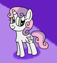 Size: 924x1011 | Tagged: safe, artist:gillianthecreator36, derpibooru import, sweetie belle, pony, unicorn, cute, diasweetes, female, filly, foal, g4, image, ms paint, paint.net, png, purple background, shadow, simple background, smiling, solo