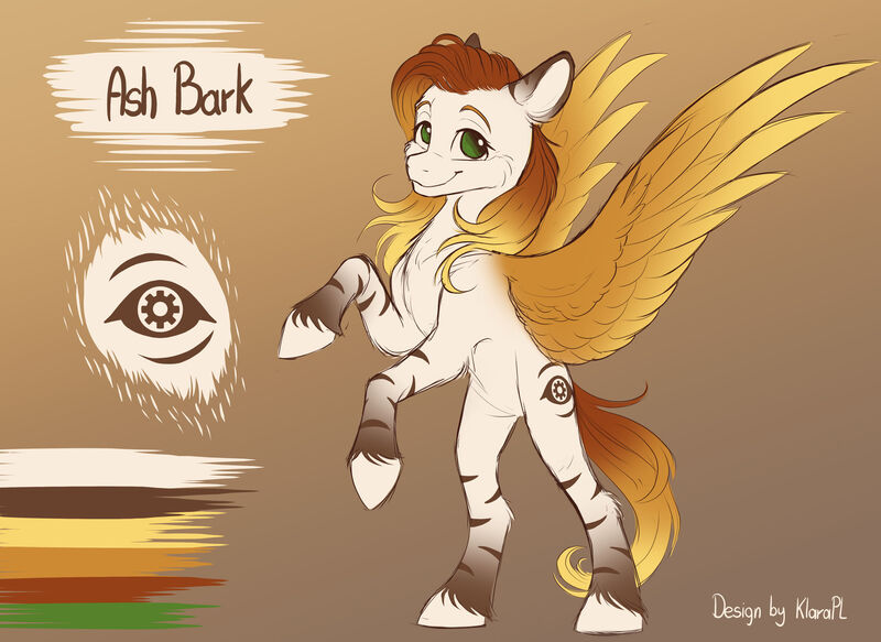 Size: 1920x1398 | Tagged: safe, artist:klarapl, derpibooru import, oc, unofficial characters only, pegasus, pony, female, gradient background, gradient mane, image, jpeg, mare, pegasus oc, rearing, reference sheet, solo, spread wings, stripes, wings