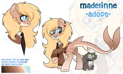 Size: 2800x1700 | Tagged: safe, artist:madelinne, derpibooru import, oc, unofficial characters only, cat, original species, shark, shark pony, adoptable, adoptable open, adoption, blonde, blonde hair, blonde mane, blue eyes, clothes, image, png, shark pony oc, solo