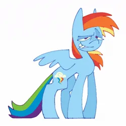 Size: 1200x1200 | Tagged: safe, artist:partyponypower, derpibooru import, rainbow dash, pegasus, pony, image, jpeg, simple background, smiling, smirk, solo, spread wings, standing, white background, wings