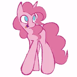 Size: 1000x1000 | Tagged: safe, artist:partyponypower, derpibooru import, pinkie pie, earth pony, pony, image, jpeg, open mouth, simple background, smiling, solo, standing, white background