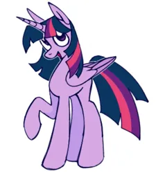Size: 1021x1134 | Tagged: safe, artist:partyponypower, derpibooru import, twilight sparkle, twilight sparkle (alicorn), alicorn, pony, image, jpeg, looking up, open mouth, simple background, smiling, solo, standing, white background