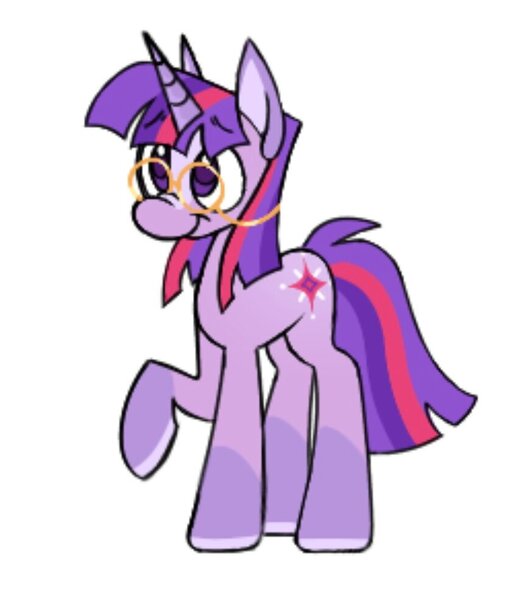 Size: 864x986 | Tagged: safe, artist:partyponypower, derpibooru import, twilight sparkle, pony, unicorn, glasses, image, jpeg, simple background, smiling, solo, standing, unicorn twilight, white background