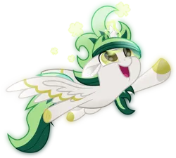 Size: 3213x2886 | Tagged: safe, artist:lincolnbrewsterfan, derpibooru import, oc, oc:riverdance, alicorn, pony, my little pony: the movie, .svg available, 2023, alicorn oc, brand, branding, clover, colored hooves, colored wings, excited, flying, glow, glowing horn, green eyes, happy, holiday, hoof tapping, horn, image, inkscape, magic, magic aura, male, movie accurate, olive eyes, one ear down, outline, png, preview, projection, projector, saint patrick's day, simple background, solo, spread wings, stallion, striped wings, tail, tattoo, telekinesis, transparent background, two toned mane, two toned tail, two toned wings, vector, wing stripes, wings