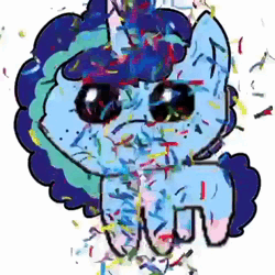 Size: 480x480 | Tagged: safe, artist:funnykristian, derpibooru import, g5, animated, cheering, confetti, image, misty brightdawn, short video, solo, webm