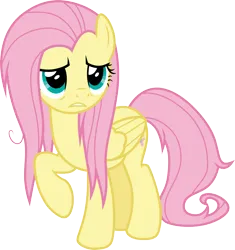 Size: 3000x3192 | Tagged: safe, artist:cloudyglow, derpibooru import, fluttershy, pegasus, pony, she talks to angel, bags under eyes, female, folded wings, image, mare, messy mane, png, raised hoof, simple background, solo, transparent background, vector, wings