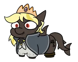 Size: 780x617 | Tagged: safe, derpibooru import, oc, oc:somebodyaswell, unofficial characters only, original species, shark, shark pony, clothes, coat, crown, gun, handgun, heart, image, jewelry, piston, png, regalia, simple background, solo, transparent background, weapon