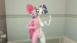 Size: 712x401 | Tagged: suggestive, derpibooru import, pinkie pie, rarity, anthro, breast grab, breasts, busty pinkie pie, busty rarity, conjoined, duo, duo female, female, fusion, grope, image, multiple heads, png