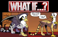 Size: 1016x642 | Tagged: safe, derpibooru import, screencap, glenda, lord goldstone, gryphon, spoiler:comic, image, png, what if