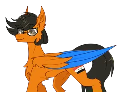 Size: 2646x1950 | Tagged: safe, artist:greenmaneheart, derpibooru import, oc, oc:cedrik, pegasus, pony, colored wings, flag, glasses, image, male, png, simple background, solo, stallion, syria, transparent background, two toned wings, wings