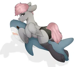 Size: 3100x2730 | Tagged: artist needed, source needed, suggestive, derpibooru import, oc, oc:cotton puff, pegasus, pony, shark, clothes, image, lingerie, looking at you, panties, plushie, png, simple background, solo, underwear