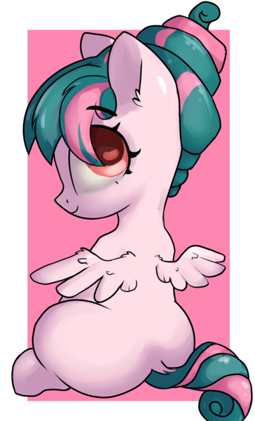 Size: 1336x2200 | Tagged: safe, artist:dumbwoofer, derpibooru import, tulip swirl, pegasus, pony, butt, cute, dock, ear fluff, female, filly, foal, image, looking at you, looking back, looking back at you, png, simple background, sitting, smiling, solo, spread wings, tail, transparent background, wide hips, wings