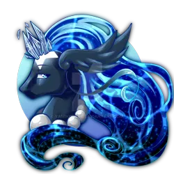 Size: 1280x1280 | Tagged: safe, artist:yamikonek0, derpibooru import, oc, unofficial characters only, earth pony, hybrid, original species, pond pony, pony, art trade, blue eyes, blue mane, bust, crystal, deviantart watermark, digital art, ear fluff, flowing mane, high res, image, jewelry, male, necklace, obtrusive watermark, pearl necklace, png, portrait, simple background, solo, stallion, transparent background, watermark