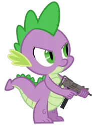 Size: 1781x2428 | Tagged: safe, artist:edy_january, artist:starryshineviolet, derpibooru import, edit, vector edit, dragon, angry, base used, free to use, grand theft auto, gta san andreas, gun, holding, image, link in description, mac10, parody, png, simple background, solo, submachinegun, transparent background, trigger discipline, vector, weapon