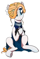 Size: 2464x3671 | Tagged: safe, artist:sluttershy, derpibooru import, oc, oc:noelle nights, unofficial characters only, earth pony, pony, clothes, drawing tablet, dress, earth pony oc, female, flower, flower in hair, freckles, image, mare, png, solo, tablet, wacom, wristband