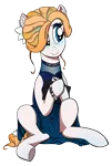 Size: 2464x3671 | Tagged: safe, artist:sluttershy, derpibooru import, oc, oc:noelle nights, unofficial characters only, earth pony, pony, clothes, drawing tablet, dress, earth pony oc, female, flower, flower in hair, freckles, image, mare, png, solo, tablet, wacom, wristband