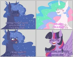 Size: 2391x1880 | Tagged: safe, artist:kaifeather, derpibooru import, princess celestia, princess luna, twilight sparkle, twilight sparkle (alicorn), alicorn, pony, female, image, incest, jpeg, lesbian, meme, princest, royal sisters, shipping, siblings, sisters