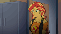 Size: 560x315 | Tagged: suggestive, artist:symptom99, derpibooru import, sunset shimmer, human, equestria girls, equestria girls series, animated, breasts, busty sunset shimmer, commission, female, gif, image, mobile phone, phone, smartphone, solo, youtube