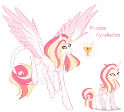 Size: 1024x931 | Tagged: safe, artist:purplegrim40, derpibooru import, oc, oc:nymphadora, unofficial characters only, alicorn, pony, alicorn oc, duality, eyebrows, female, folded wings, horn, image, jpeg, leonine tail, looking at you, mare, parent:princess celestia, parent:scorpan, signature, simple background, smiling, smiling at you, spread wings, story included, tail, watermark, white background, wings