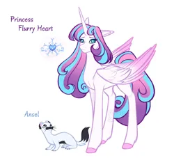 Size: 1024x931 | Tagged: safe, artist:purplegrim40, derpibooru import, princess flurry heart, alicorn, ferret, pony, colored hooves, duo, female, image, jpeg, mare, older, older flurry heart, simple background, story included, white background