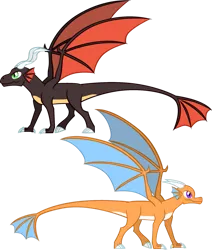 Size: 823x971 | Tagged: safe, derpibooru import, dragon, original species, duo, duo male and female, female, gift art, image, male, png, quadrupedal, saddle arabia
