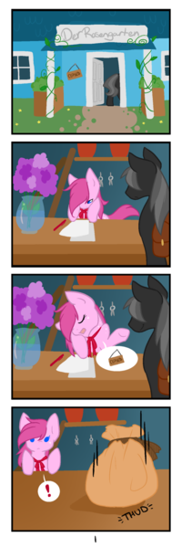 Size: 640x1920 | Tagged: safe, artist:sinclair2013, derpibooru import, oc, oc:cherry blossom, unofficial characters only, pony, bag, comic, duo, female, image, male, mare, money bag, png, stallion