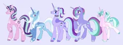 Size: 3090x1146 | Tagged: safe, artist:polymercorgi, derpibooru import, starlight glimmer, trixie, alternate design, family, female, image, lesbian, magical lesbian spawn, offspring, parent:starlight glimmer, parent:trixie, parents:startrix, png, shipping, startrix, twitterina design