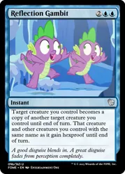 Size: 375x523 | Tagged: safe, derpibooru import, edit, spike, thorax, changeling, dragon, the times they are a changeling, ccg, disguise, disguised changeling, ice, image, magic the gathering, png, trading card, trading card edit