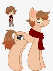Size: 1280x1708 | Tagged: safe, artist:stardust0088, derpibooru import, ponified, earth pony, pony, clothes, colored pupils, ear fluff, eye clipping through hair, gacha club, image, jpeg, luke peterson, male, mole, scarf, self paradox, simple background, stallion, the music freaks, white background