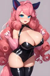 Size: 2048x3072 | Tagged: suggestive, derpibooru import, machine learning generated, stable diffusion, pinkie pie, human, anime, apron, big breasts, blushing, breasts, busty pinkie pie, cleavage, clothes, corset, cute, ears, erect nipples, evening gloves, female, gloves, high res, huge breasts, humanized, image, jpeg, latex, latex gloves, latex socks, long gloves, long hair, looking at you, naked apron, nipple outline, nudity, open mouth, open smile, partial nudity, skindentation, smiling, socks, solo, solo female