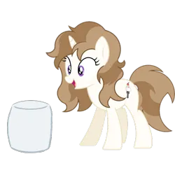 Size: 720x720 | Tagged: artist needed, safe, derpibooru import, oc, oc:fluffymarsh, pony, unicorn, amazed, brown mane, cute, female, food, happy, image, mare, marshmallow, png, purple eyes, show accurate, silly, silly pony, simple background, smiling, solo, sparkly eyes, transparent background, wingding eyes