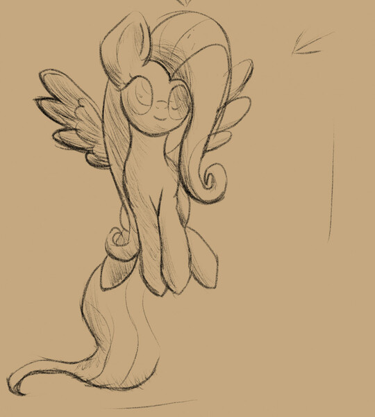 Size: 1153x1280 | Tagged: safe, artist:ricktin, derpibooru import, fluttershy, pony, image, jpeg, sketch, solo