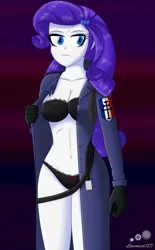 Size: 2313x3742 | Tagged: suggestive, artist:lemonzat115, derpibooru import, rarity, human, equestria girls, bra, breasts, busty rarity, cleavage, clothes, eyebrows, eyeshadow, female, france, free france, frown, high res, image, jpeg, makeup, panties, solo, solo female, underwear, world war ii
