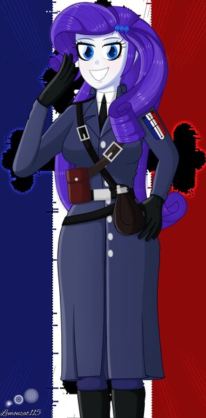 Size: 1012x2048 | Tagged: safe, artist:lemonzat115, derpibooru import, rarity, equestria girls, clothes, female, france, free france, image, jpeg, military uniform, solo, uniform, world war ii