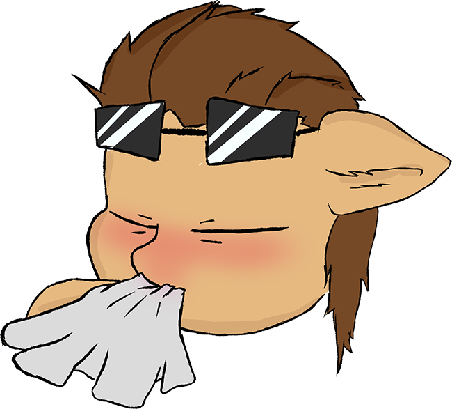 Size: 650x587 | Tagged: safe, artist:supershadow_th, derpibooru import, oc, unofficial characters only, pony, eyes closed, handkerchief, head only, image, nose blowing, png, simple background, solo, sticker, sunglasses, sunglasses on head, transparent background