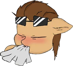 Size: 650x587 | Tagged: safe, artist:supershadow_th, derpibooru import, oc, unofficial characters only, pony, eyes closed, handkerchief, head only, image, nose blowing, png, simple background, solo, sticker, sunglasses, sunglasses on head, transparent background